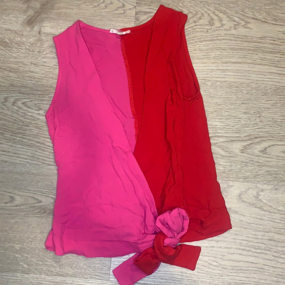 Red + Pink Tie Tank